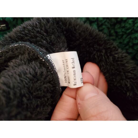 MeroKeety Women's Sherpa Lightweight Green Black 1/2 Zip Plaid Pullover L EUC - Picture 4 of 6